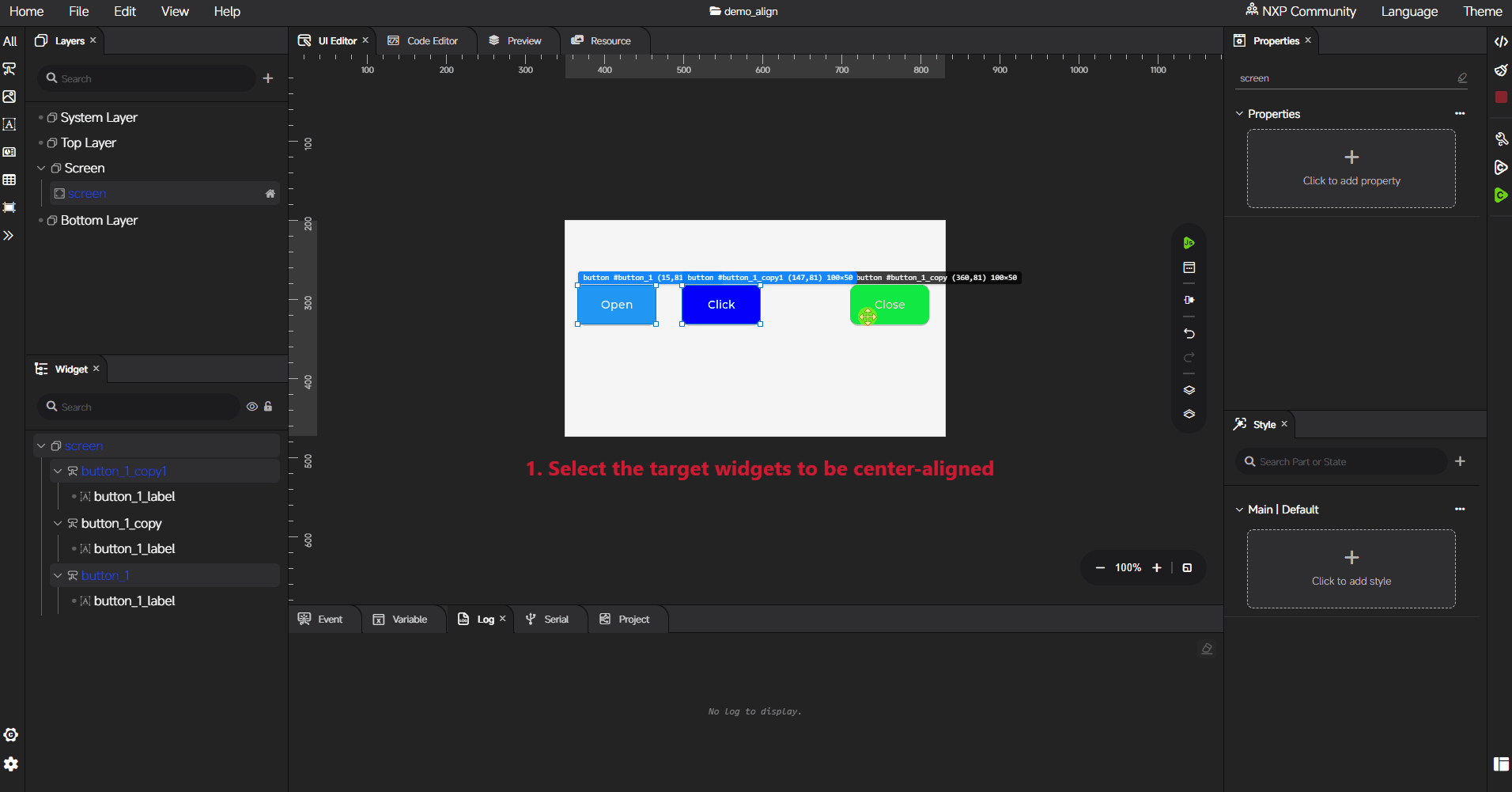 Align toolbar demo