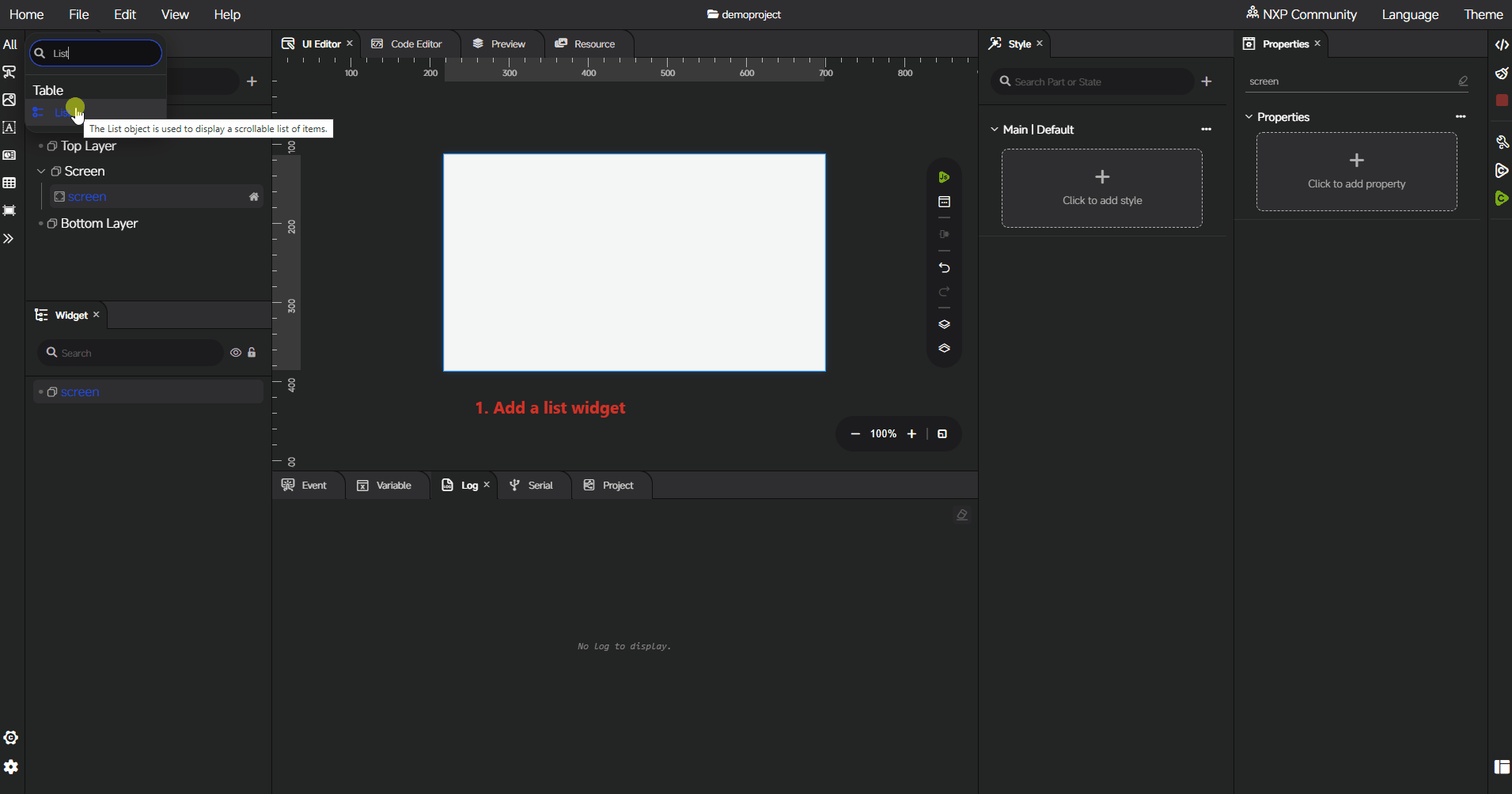 List configuration workflow