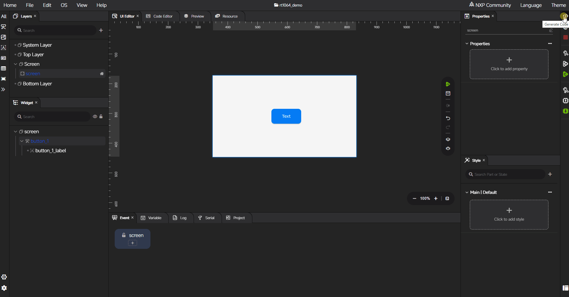 Generate Code demo