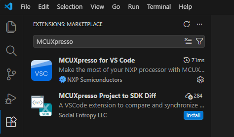 Install MCUXpresso for VS Code