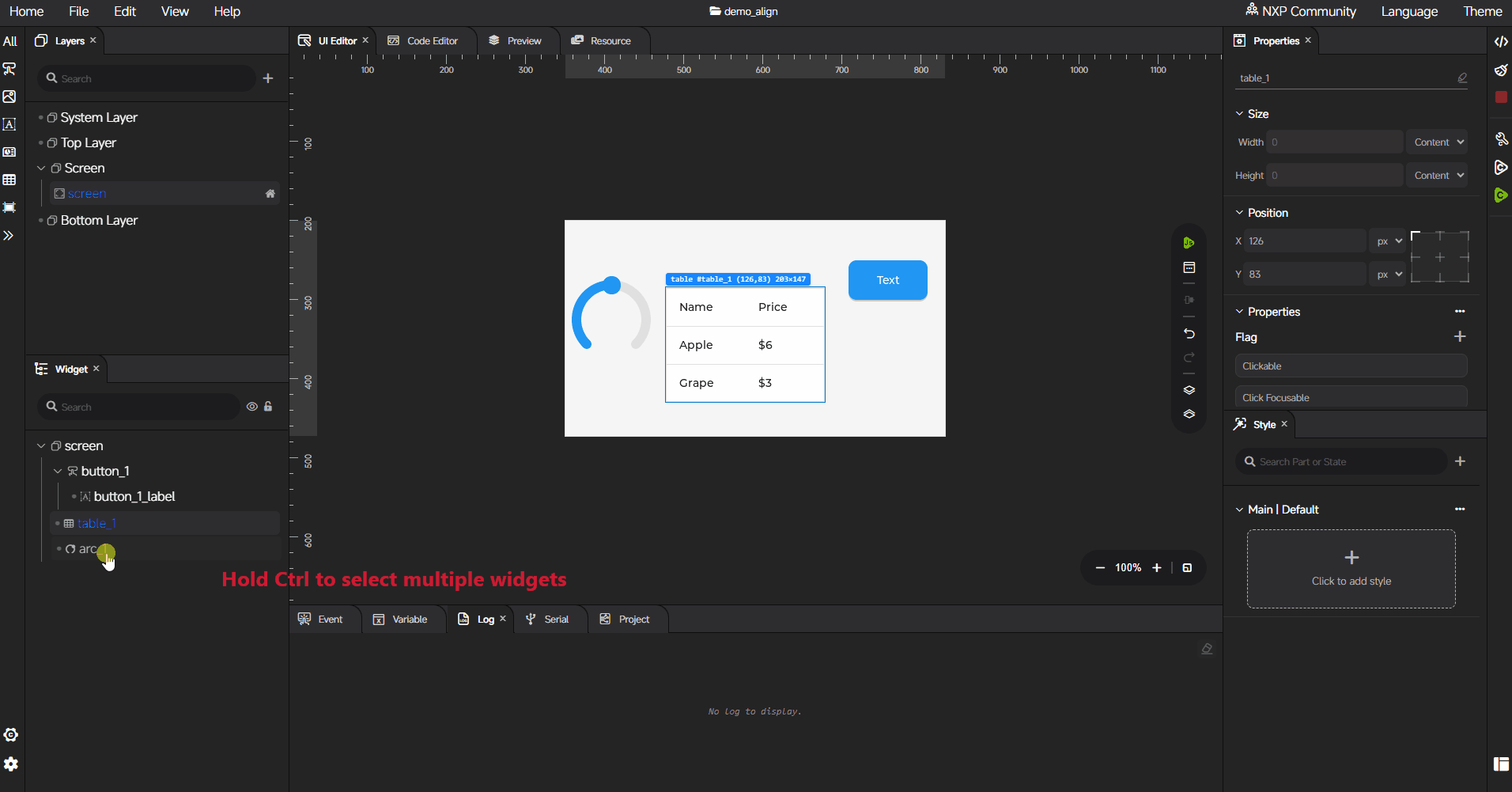 Widget Tree workflow demo