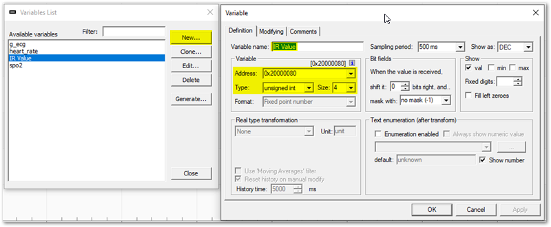 FreeMASTER Add Variable