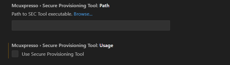 Secure Provisioning Tool settings