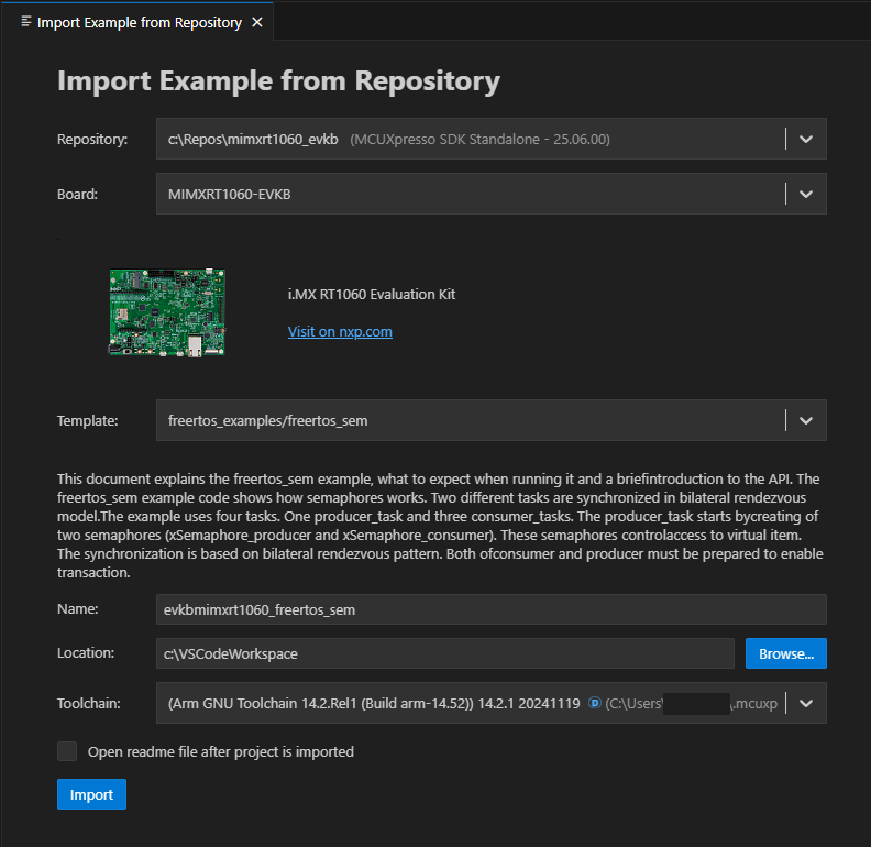 Import RTOS Example