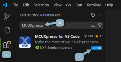 Install MCUXpresso Extension