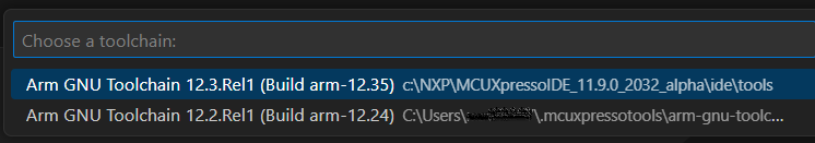 Selection of toolchain for the imported Application Code Hub project(s)