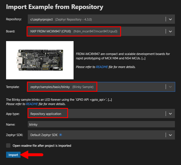 Import Blinky Example