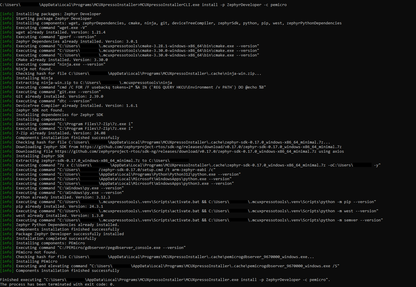 MCUXpresso Installer - Install Packages and Components
