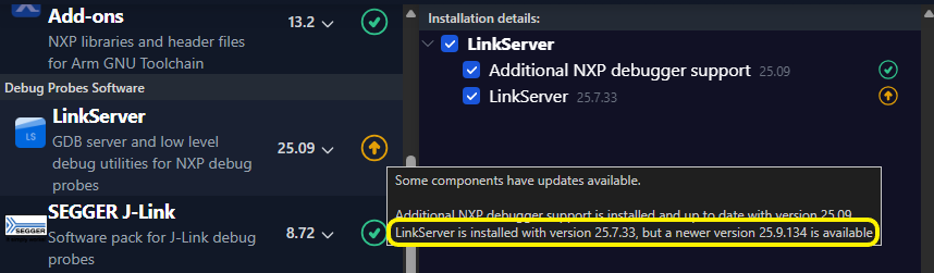 MCUXpresso Installer Component Lower