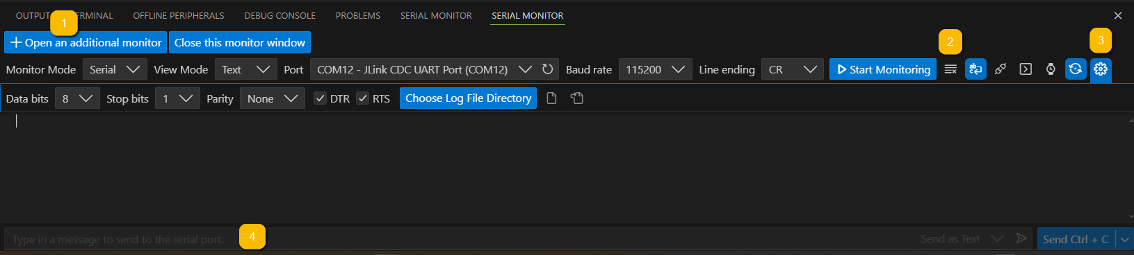Settings for Serial Monitor