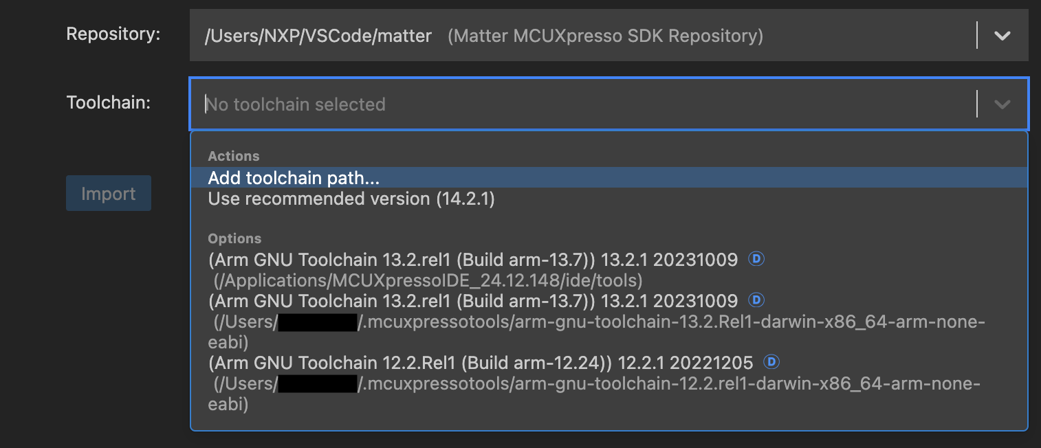 Toolchain selection