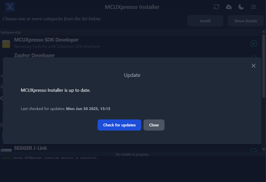 Update menu
