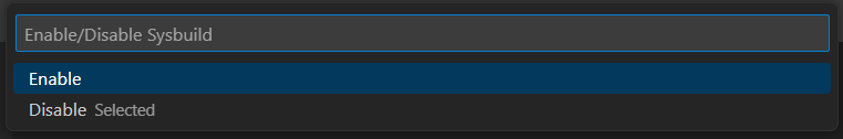 Set Sysbuild options