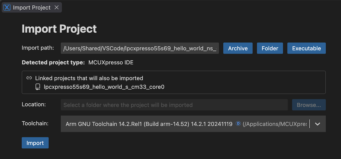 Import Project Wizard Linked Projects