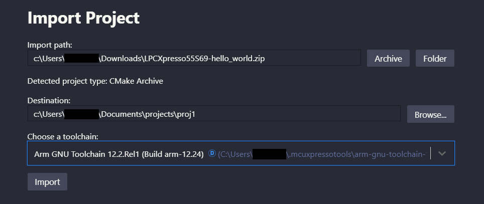 Import CMake Project