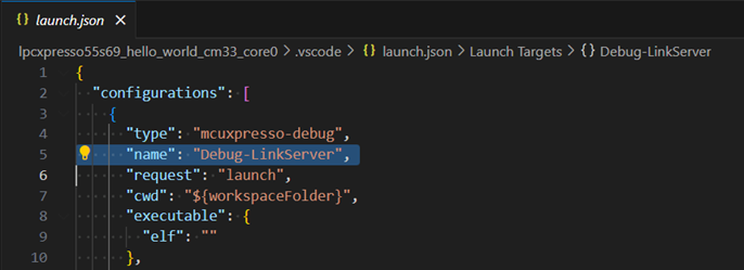 Debug configuration editing