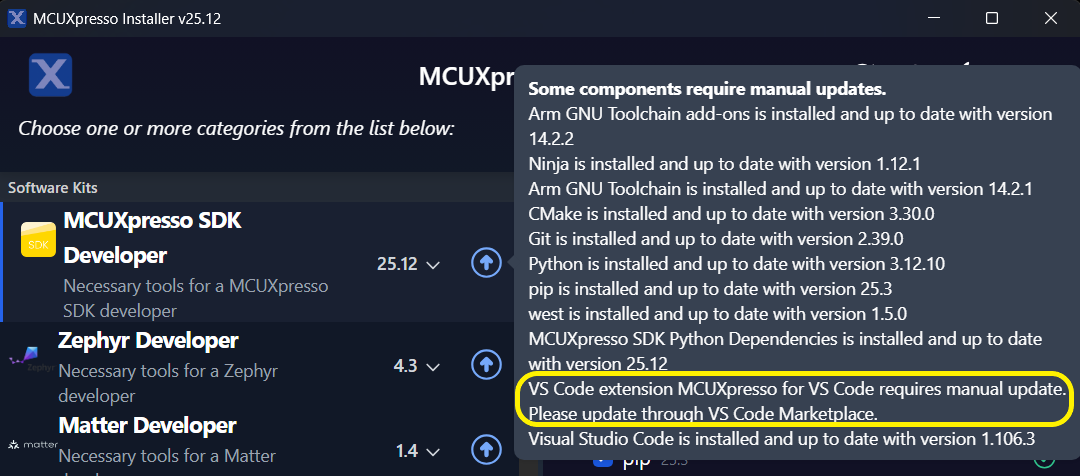 MCUXpresso Installer Component Lower