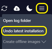 MCUXpresso Installer Undo Button