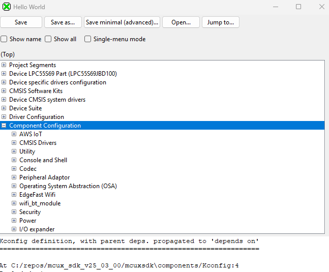 SDK Kconfig interface