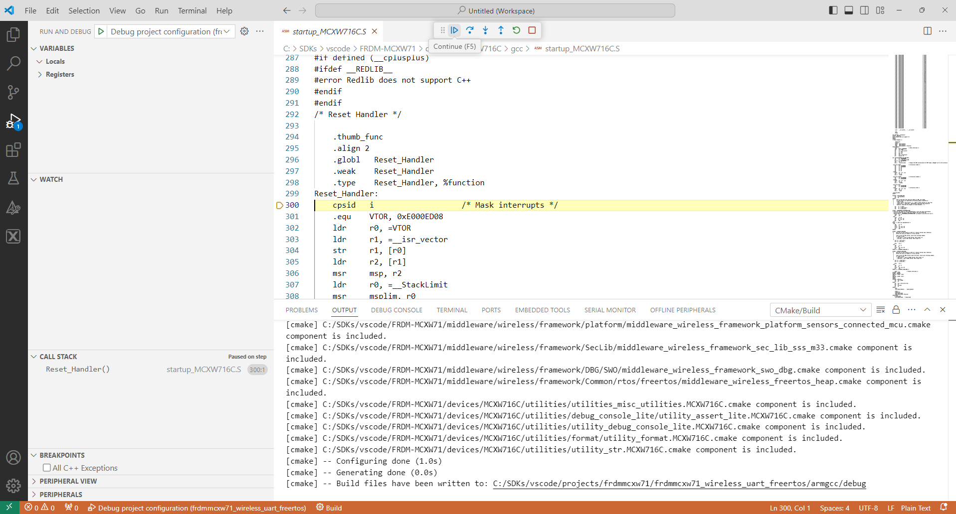 Running the Wireless UART FreeRTOS application