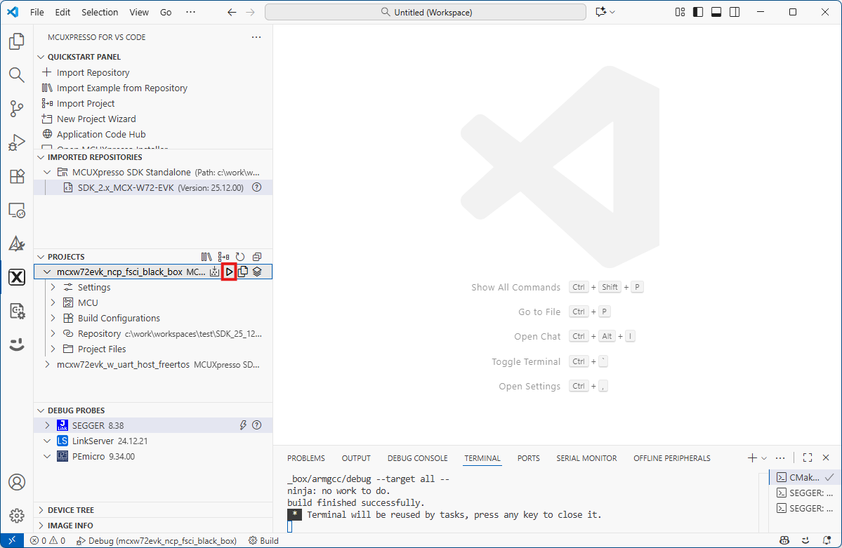Debug the Wireless UART Host FreeRTOS application