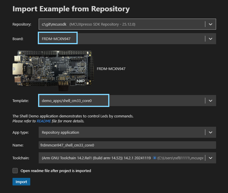 Import Shell Example
