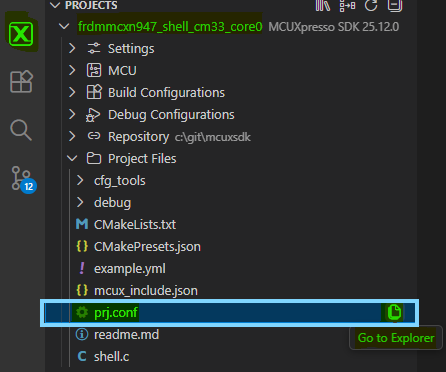 Open prj.conf file