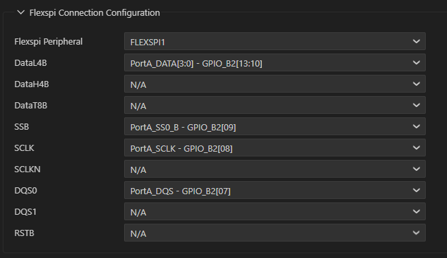Flexspi connection configuration