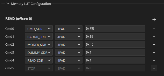 Memory lut configuration